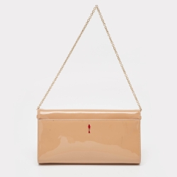 Pre Owned Christian Louboutin Beige Patent Leather Riviera Clutch
