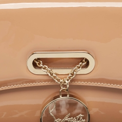 Pre Owned Christian Louboutin Beige Patent Leather Riviera Clutch