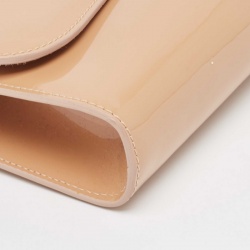 Pre Owned Christian Louboutin Beige Patent Leather Riviera Clutch