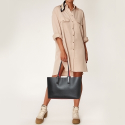 Pre Owned Christian Louboutin Black Leather Small Cabata Tote
