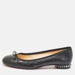 Pre Owned Christian Louboutin Black Leather La Massine Ballet Flats Size 42