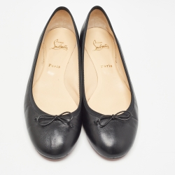 Pre Owned Christian Louboutin Black Leather La Massine Ballet Flats Size 42