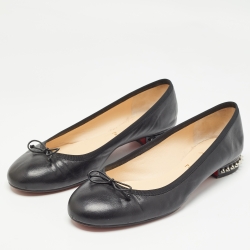 Pre Owned Christian Louboutin Black Leather La Massine Ballet Flats Size 42