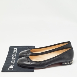 Pre Owned Christian Louboutin Black Leather La Massine Ballet Flats Size 42