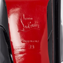 Pre Owned صندل كريستيان لوبوتان روند شيك التا سير كاحل جلد لامع بيج مقاس 38