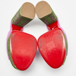 Pre Owned Christian Louboutin Purple Suede Platform Slide Sandals Size 38.5
