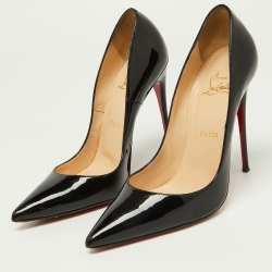 Pre Owned Christian Louboutin Black Patent Leather Pigalle Pointed Toe Pumps Size 38.5