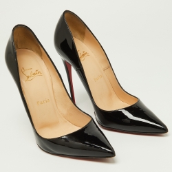 Pre Owned Christian Louboutin Black Patent Leather Pigalle Pointed Toe Pumps Size 38.5