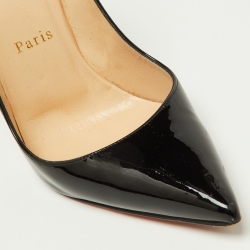 Pre Owned Christian Louboutin Black Patent Leather Pigalle Pointed Toe Pumps Size 38.5