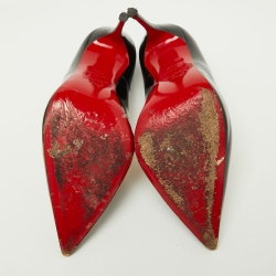 Pre Owned Christian Louboutin Black Patent Leather Pigalle Pointed Toe Pumps Size 38.5