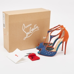 Christian Louboutin Multicolor Suede and Mesh Tiny Sandals Size 38.5
