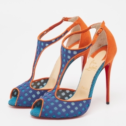 Christian Louboutin Multicolor Suede and Mesh Tiny Sandals Size 38.5
