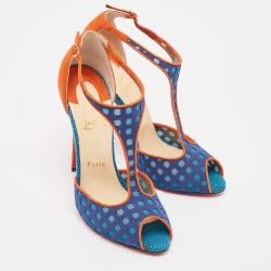 Christian Louboutin Multicolor Suede and Mesh Tiny Sandals Size 38.5