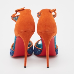 Christian Louboutin Multicolor Suede and Mesh Tiny Sandals Size 38.5