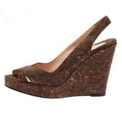 مملوكة مسبقًا Christian Louboutin Marpoil Cork Slingback Wedges Size 38