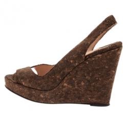 مملوكة مسبقًا Christian Louboutin Marpoil Cork Slingback Wedges Size 38