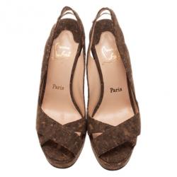 مملوكة مسبقًا Christian Louboutin Marpoil Cork Slingback Wedges Size 38