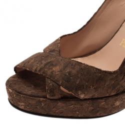 مملوكة مسبقًا Christian Louboutin Marpoil Cork Slingback Wedges Size 38