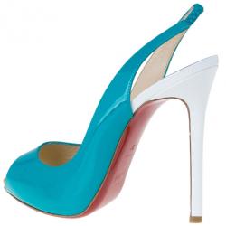 مملوكة مسبقًا Christian Louboutin Tricolor Patent Flo Slingback Sandals Size 38