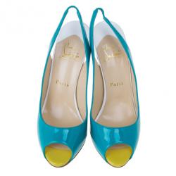 مملوكة مسبقًا Christian Louboutin Tricolor Patent Flo Slingback Sandals Size 38