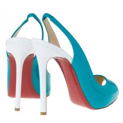 مملوكة مسبقًا Christian Louboutin Tricolor Patent Flo Slingback Sandals Size 38