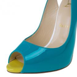 مملوكة مسبقًا Christian Louboutin Tricolor Patent Flo Slingback Sandals Size 38