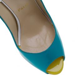 مملوكة مسبقًا Christian Louboutin Tricolor Patent Flo Slingback Sandals Size 38