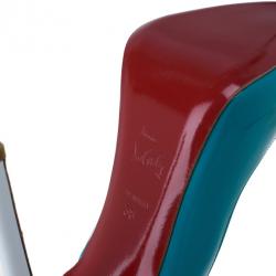 مملوكة مسبقًا Christian Louboutin Tricolor Patent Flo Slingback Sandals Size 38