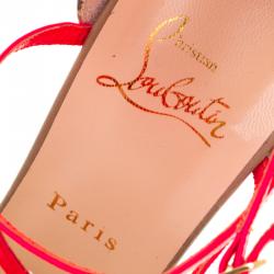 Pre Owned صندل كريستيان لوبوتان مونوكرونانا جلد لامع متعدد الألوان وسويدي بسيور متعاكسة مقاس 39