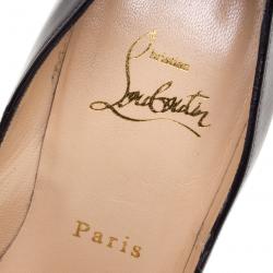 Pre Owned Christian Louboutin Black Embellished Leather Cabo Pumps Size 37.5