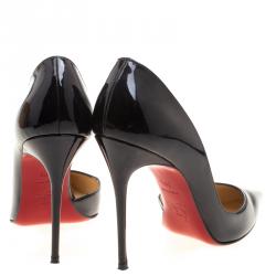 Pre Owned Christian Louboutin Black Patent Leather Iriza D'orsay Pointed Toe Pumps Size 39.5