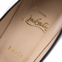 Pre Owned حذاء كعب عالي كريستيان لوبوتان ألتاداما جلد أسود لامع نعل سميك مقدمة مفتوحة مقاس 38