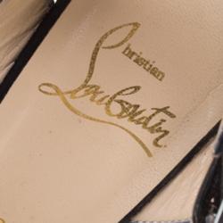 مملوكة مسبقًا حذاء كريستيان لوبوتان نعل روكي سيور كاحل ديجالدوز سبينشيو جلد لامع وسويدي أسود مقاس 36