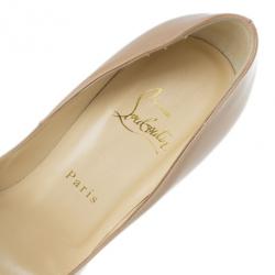 مملوكة مسبقًا Christian Louboutin Nude Patent Taclou Peep Toe Platform Pumps Size 38