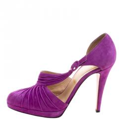 Christian Louboutin Purple Suede Drapiday D'orsay Pumps Size 40