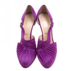 Christian Louboutin Purple Suede Drapiday D'orsay Pumps Size 40