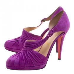 Christian Louboutin Purple Suede Drapiday D'orsay Pumps Size 40