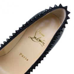 Pre Owned Christian Louboutin Black Leather and Suede Malabar Hill Spiked Pumps Size 36.5