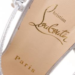 مملوكة مسبقًا صندل كريستيان لوبوتان مارغي ديامز مرصع كريستال فضي ميتالك مقاس 37.5