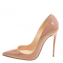 مملوكة مسبقًا حذاء كعب عالي كريستيان لوبوتان سو كيت جلد أسود لامع مقاس 37