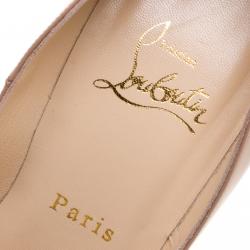 مملوكة مسبقًا حذاء كعب عالي كريستيان لوبوتان سو كيت جلد أسود لامع مقاس 37