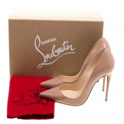 مملوكة مسبقًا حذاء كعب عالي كريستيان لوبوتان سو كيت جلد أسود لامع مقاس 37