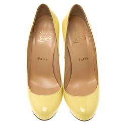 Pre Owned Christian Louboutin Yellow Patent Fifi Pumps Size 39