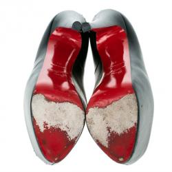 Pre Owned Christian Louboutin Black Leather Highness Peep Toe Platform Pumps Size 37