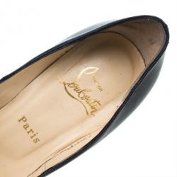 Pre Owned Christian Louboutin Black Leather Highness Peep Toe Platform Pumps Size 37