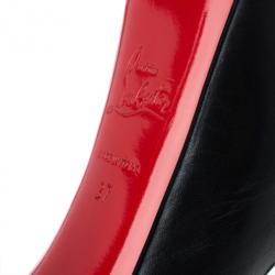 Pre Owned Christian Louboutin Black Leather Highness Peep Toe Platform Pumps Size 37