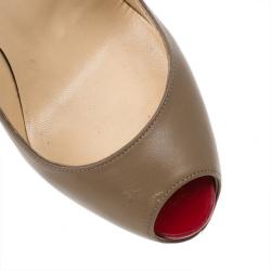 Pre Owned Christian Louboutin Brown Leather Highness Peep Toe Platform Pumps Size 37.5