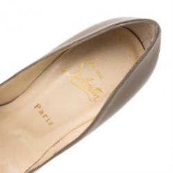 Pre Owned Christian Louboutin Brown Leather Highness Peep Toe Platform Pumps Size 37.5