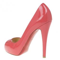 Pre Owned Christian Louboutin Pink Patent Very Prive Peep Toe Pumps Size 37
