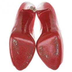 Pre Owned Christian Louboutin Pink Patent Very Prive Peep Toe Pumps Size 37